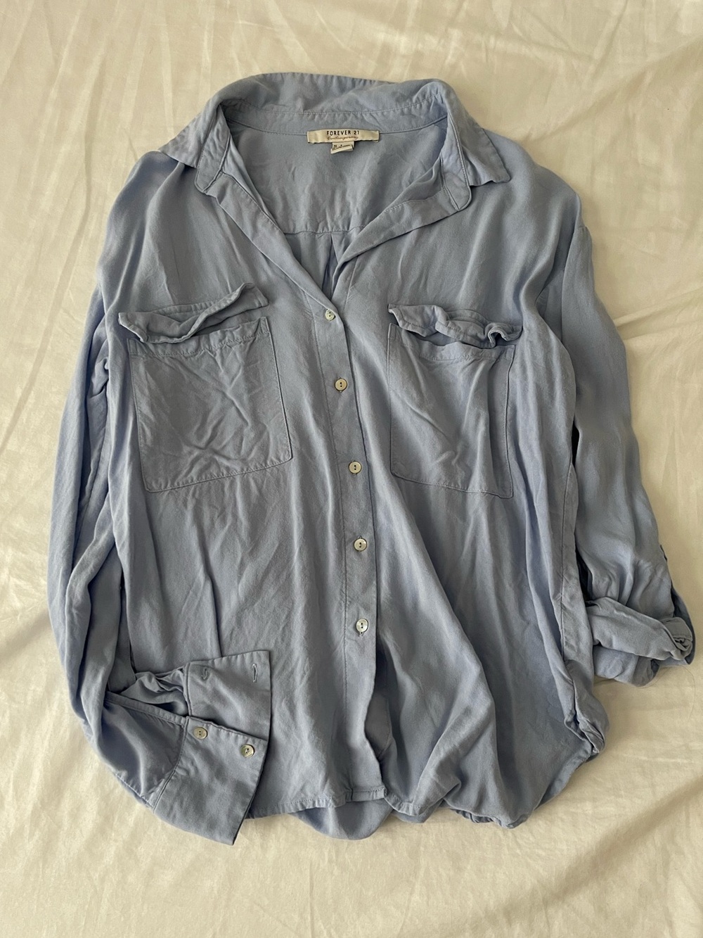 Light Blue Button-Up Pocket Shirt Forever 21 size small